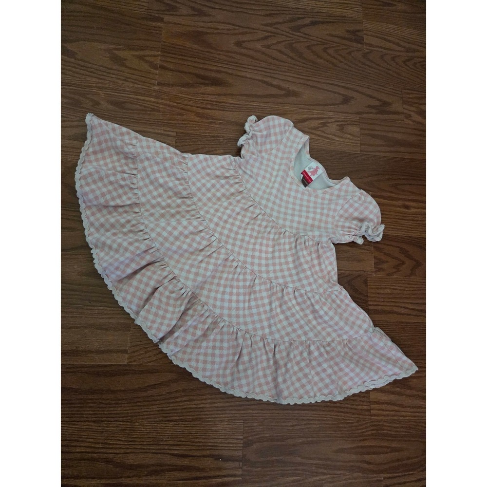 Matilda Jane Serendipity Pink Gingham Tiered Dress Ric Rac Trim Girls 12M